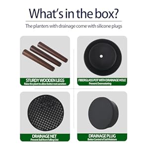 12 inches plant pot with stand large modern standing planters for indoor plants with drainage holes gray flower pots with legs  urban country home decor