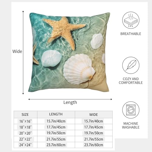 Taie d'oreiller étoiles de mer aspect lin premium pour coussin - 4
