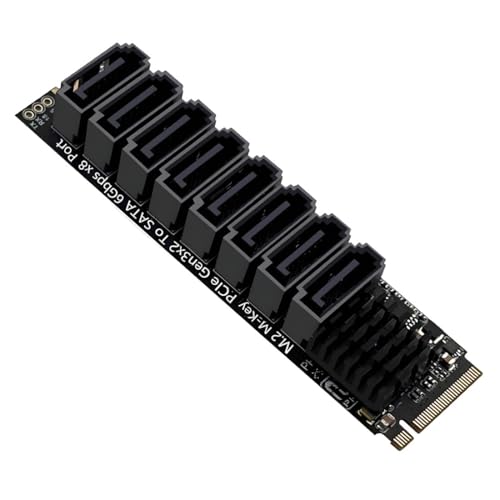 chenyang 8 Port M.2 zu SATA 3.0 Adapter, PCIe 3.0 zu SATA III Erweiterungskartenadapter 6 Gbit/s mit intelligenter Statusanzeige