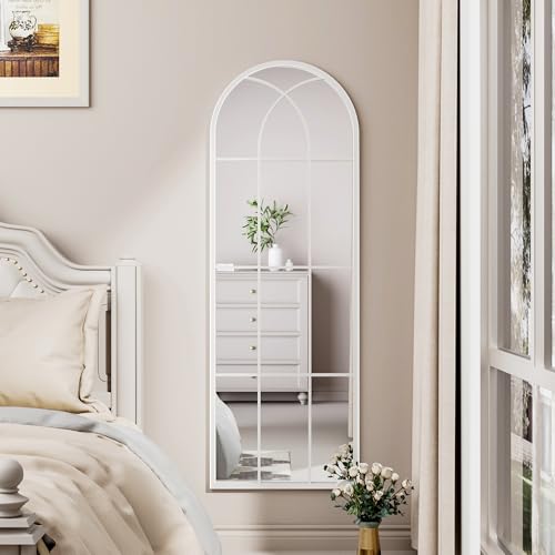 Image of OGCAU Arched Full Length Mirror, 65 inchx22 inch Floor Full Body Mirror, White