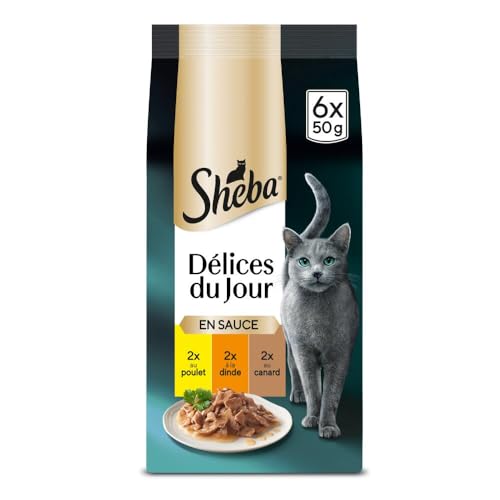 Sheba Délices du Jour Sachets Fraîcheur 6 X 50 g Sélection à La Volaille en Sauce - Pack de 12