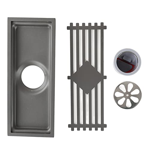 Attrape-Cheveux Grille Maçonnerie Noir Rectangulaire pour Douche Design