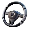 Pahajim Car Steering Wheel Covers PU Leather Ice Silk Breathable Anti Skid Sporty Curves Wheel Sleeve Protector for Men Women (Grey)