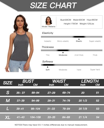Image of Womens Racerback Ribbed Tank Top Camisole with Built in Bra Sport Yoga Top | Ribbed Top with Built in Bra,Not Removable,Slim Fitted,Halter Top Shirt,Sleeveless High Neck,Racerback,Sports Run Yoga Travel