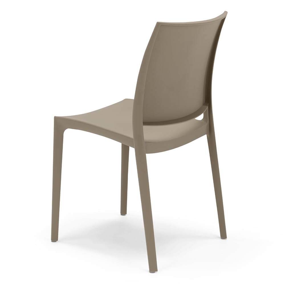 REDÒKASA Set 4 sedie in polipropilene MOON impilabile resistente ai raggi UV design moderno ideale per sala da pranzo, cucina, giardino, bar (Tortora, 4)
