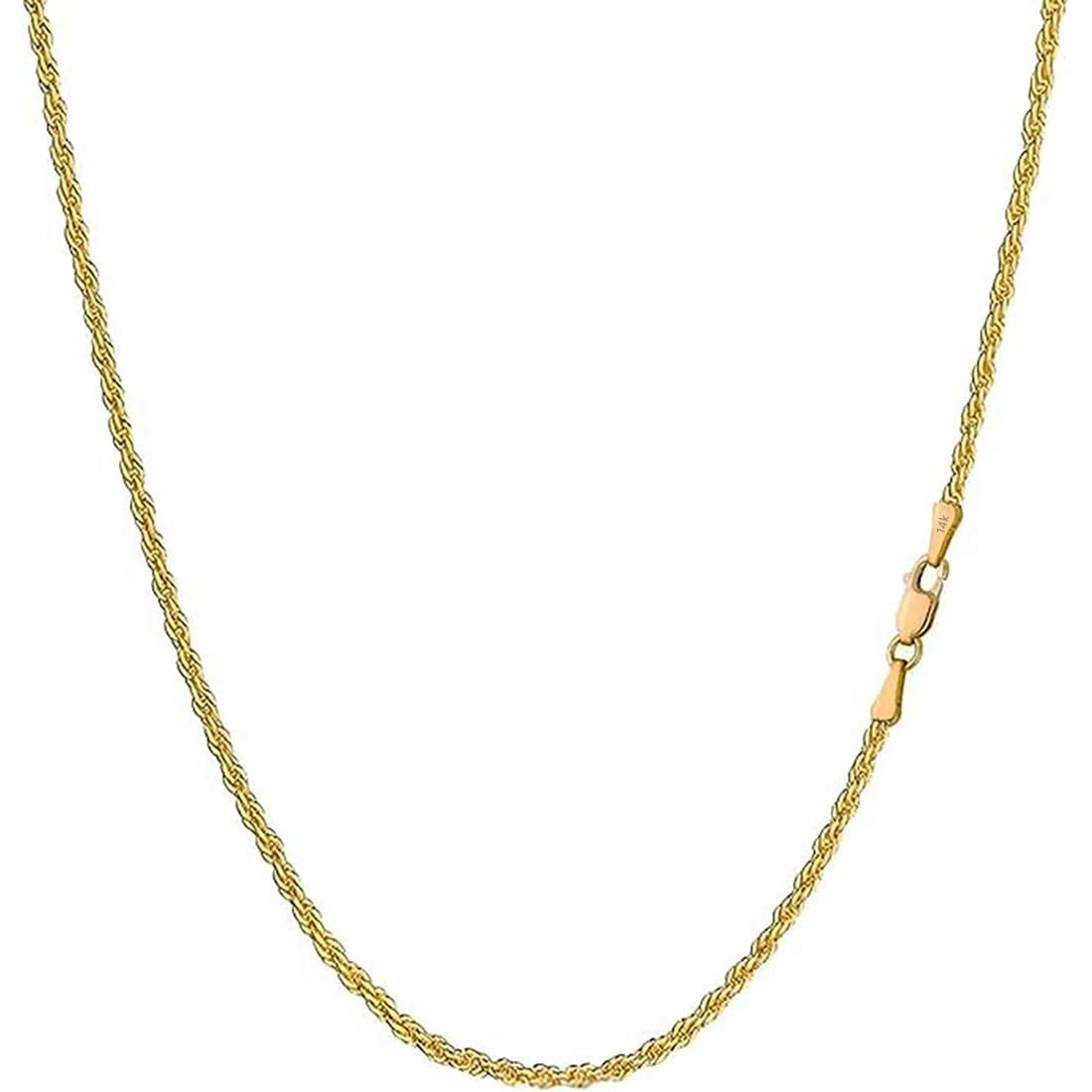 14k Yellow Gold Rope Chain Necklace, Lobster Claw Clasp