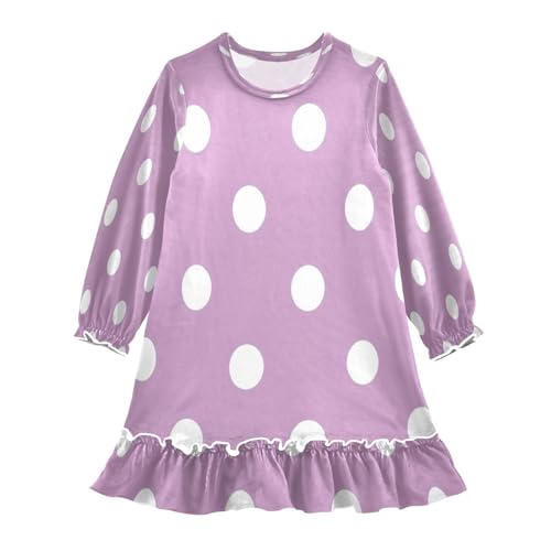 White Light Purple Polka Dot Girls Dress Toddler Princess Dress Long Sleeve Winter Shirt Clothes for 3T