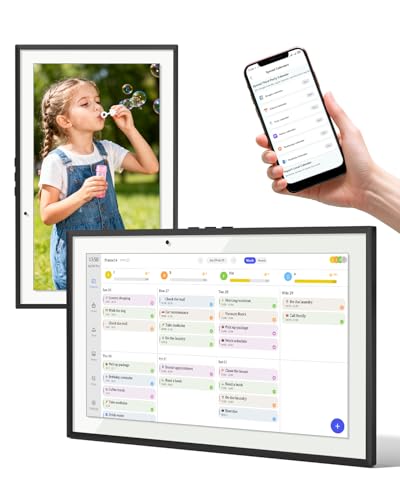 15.6 Inch Digital Calendar Chore Chart, Smart Digital Calendar Wall Planner Picture Frame with HD Touch Screen, Desk & Wall Mount Planner for Family Schedules(Black)