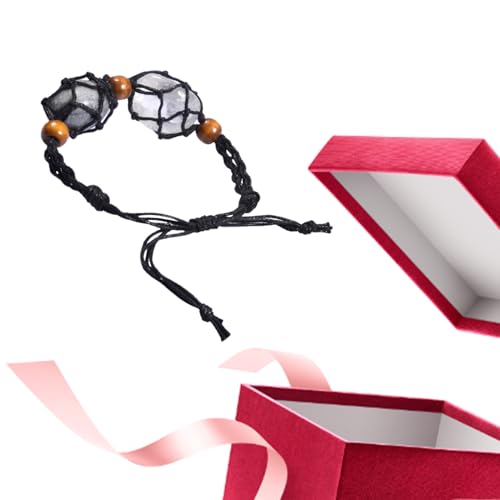 Ahuuen Pulsera Titular Piedra | Cuerda de pulseras de repuesto con jaulas espirales de cuentas de piedras preciosas vacías - Pulsera de cuarzo, cordón de pulsera, soporte de piedra vacío, cordón de