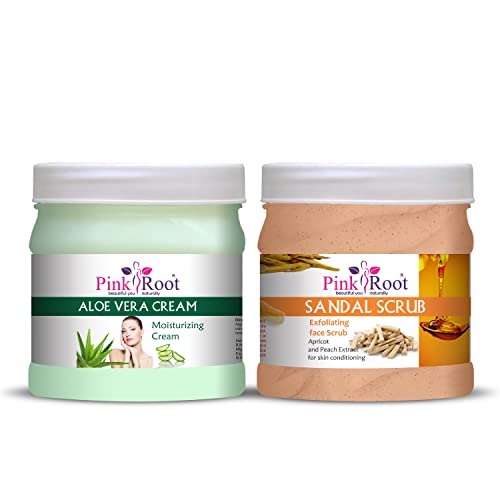 Image of Pink Root Sandal Scrub 500gm with Aloe Vera Cream 500gm