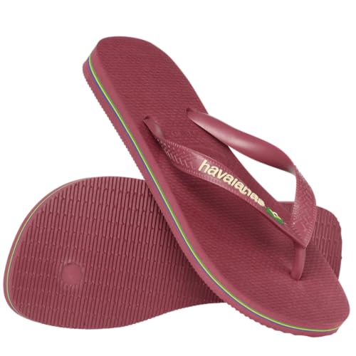 Havaianas Women's Brazil Logo Flip flops - Spring and Summer Sandals for Women - AMARANTH, 6W4
