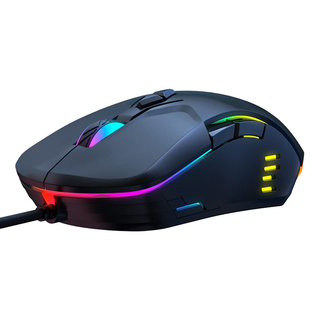Lazy Pad,Naichahaohe Wired Computer Mice Ergonomic Design Adjustable 6400dpi for Pc Office and Home Rgb Backlit 7 Keys Corded Computer Mouse