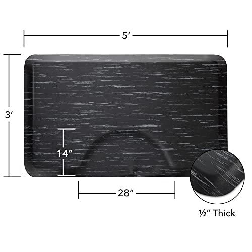 Image of Saloniture 3 ft. x 5 ft. Salon & Barber Shop Chair Anti-Fatigue Floor Mat - Marble Rectangle - 1 /2 in. Thick
