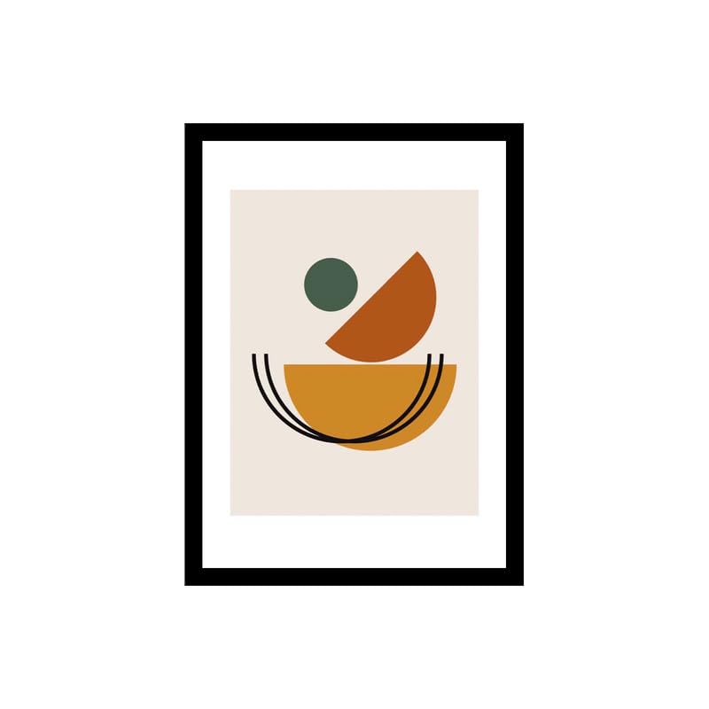 Image of BLINKART Vintage Bauhaus Retro Geometric Aesthetic Poster Gallery | Colorful Wrap Framed For Home Office Studio Living Room Modern Art Studio Decoration Abstract Shapes | (d62) | 13x10 Inch