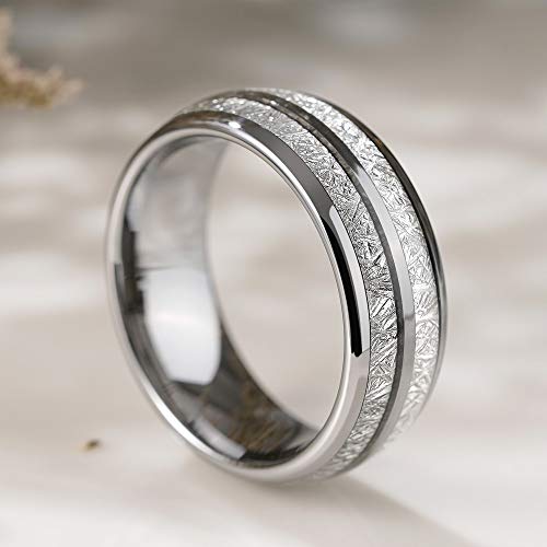 Image of THREE KEYS JEWELRY Tungsten Wedding Band Meteorite Inlay for Men Women