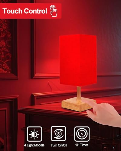 Red Light Night Light Lamp for Sleep, 670nm Red Nightlight Desk Lamp for Bedroom with Multi-Color and Brightness Options Remote Control USB Charging Elegant Design