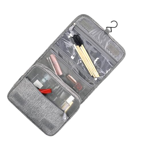 ERINGOGO 多機能吊り下げ式大容量トラベルポーチ 防水多ポケット収納バッグ 折り畳み可能 化粧品収納オーガナイザー 軽量携帯用グレー