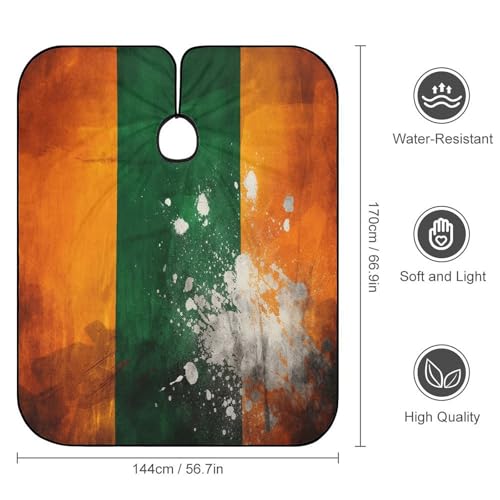 Capa para corte de cabello patrón naranja y verde unisex miniatura 2