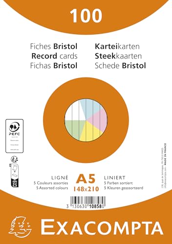 Fichas bristol Exacompta de 148x210 mm organizadoras para estudiantes y oficinas