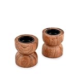 EDHAS Acacia Wood Tealight Candle Holders for Table Centerpiece Dinning Mantel Home Décor, Home Candle Stands Decorative Set of 2 (3' x 3' x 3”)