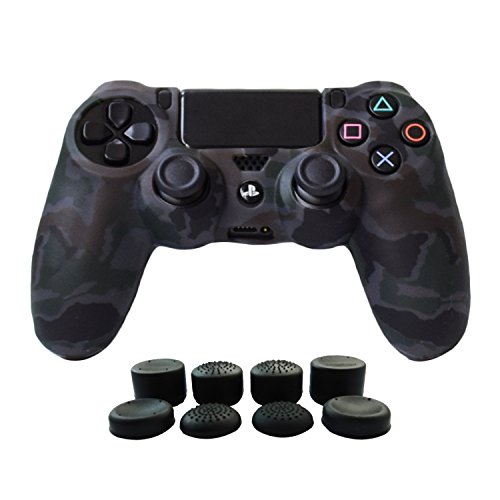Hikfly Silicone Gel Controller Cover Skin Protector Compatible For Ps4/Ps4 Slim/Ps4 Pro Controller (1 X Controller Cover With 8 X Fps Pro Thumb Grip Caps)(Grey) #TOP5