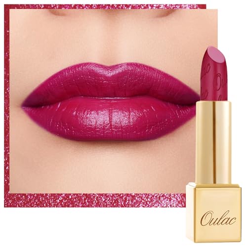 OULAC Glow Metallic Shine Pink Lipstick, Rose High Impact Lipcolor, Lightweight Soft and Ultra Hydrating, Long Lasting