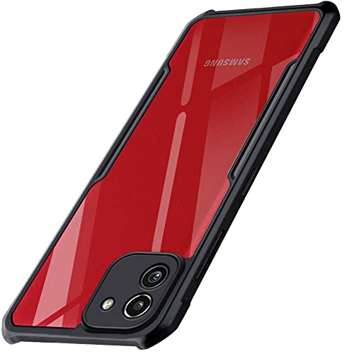 Image of TheGiftKart Shockproof Crystal Clear Back Cover Case for Samsung Galaxy A03 | 360 Degree Protection | Protective Design | Transparent Back Case Cover (PC & TPU, Black Bumper)