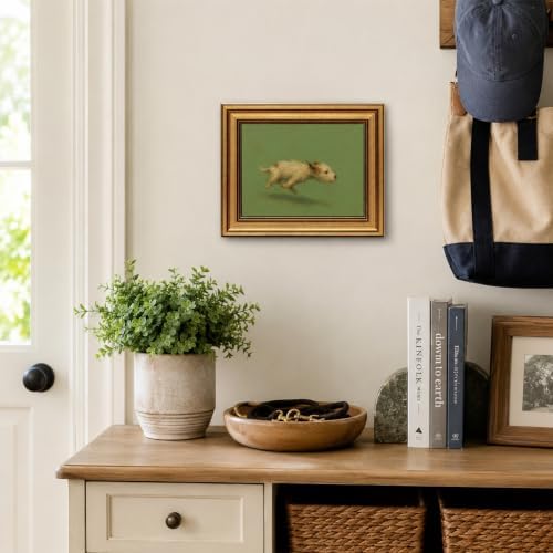 Vintage Gold Framed Dog Wall Art Whimsical Animal Pictures Wall Decor