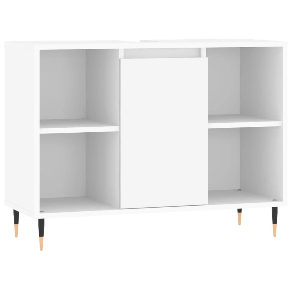 3-częściowy zestaw mebli łazienkowych, biały, materiał drewnopochodny, żelazne nogi, 80 x 33 x 60 cm, szafka pod umywalkę, odporny na wilgoć, nowoczesny design do łazienki