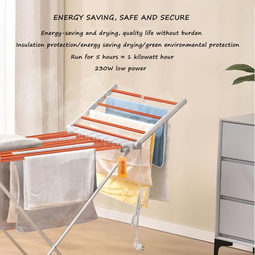 Stendibiancheria Elettrico Pieghevole - 20 Sbarre, 230W, Con Ali Laterali - Foto 3