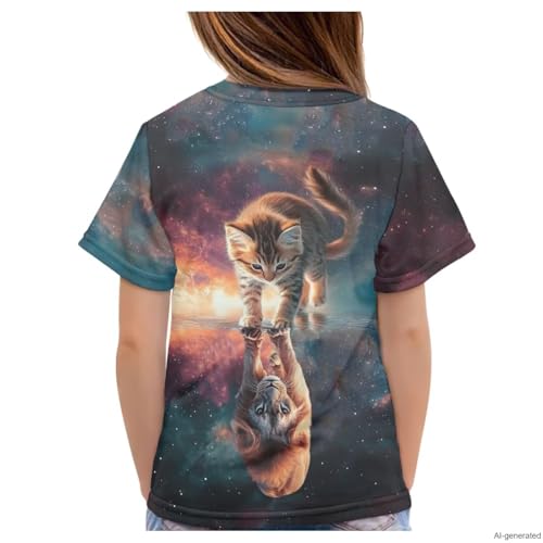 Image of WELLFLYHOM Kids Tshirts Girls Boys Short Sleeve Crewneck Tees Shirts Casual Sport Pullover Tops Size 3-16 Years