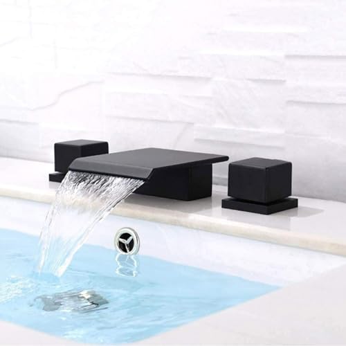 Robinet de bassin cascade doré anti-éclaboussures pour vasque 3 trous moderne