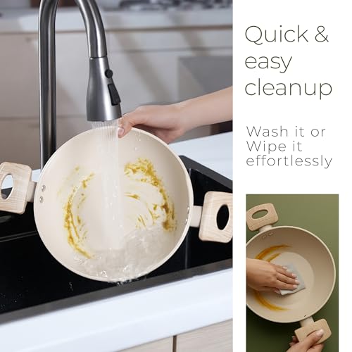 Image of Lifelong Forged Kadhai 24cm Glass Lid | 2.5L, 1.3Kg | Ceramic Coated | Gas & Induction Compatible | Even Heat Distribution,Teflon Free, Non-Stick, & Durable | Perfect for Cooking, Searing & Stewing