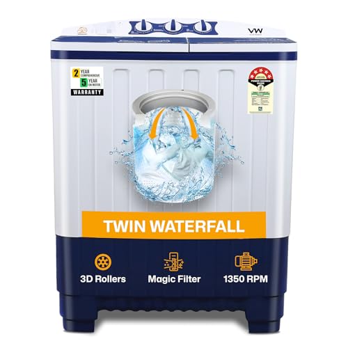 Image of VW 7.5 kg 5 Star Pure Wash with Toughened Glass Semi Automatic Top Load Washing Machine PureWash0075G (White)