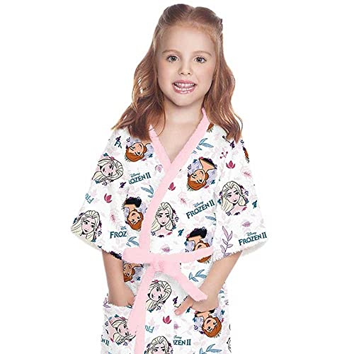 Roupão Felpudo Infantil Quimono Estampado Frozen PP Com 1 peça, Lepper, Rosa claro