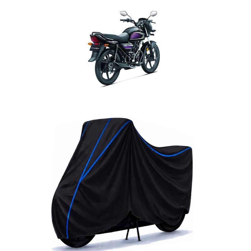 Image of Dream Neo Bike Cover Water Resistant Universal Motorcycle Rain | Heavy Duty UV Protection, Dust, Scratch Indoor Outdoor All Weather with Black Blue Piping Elastic