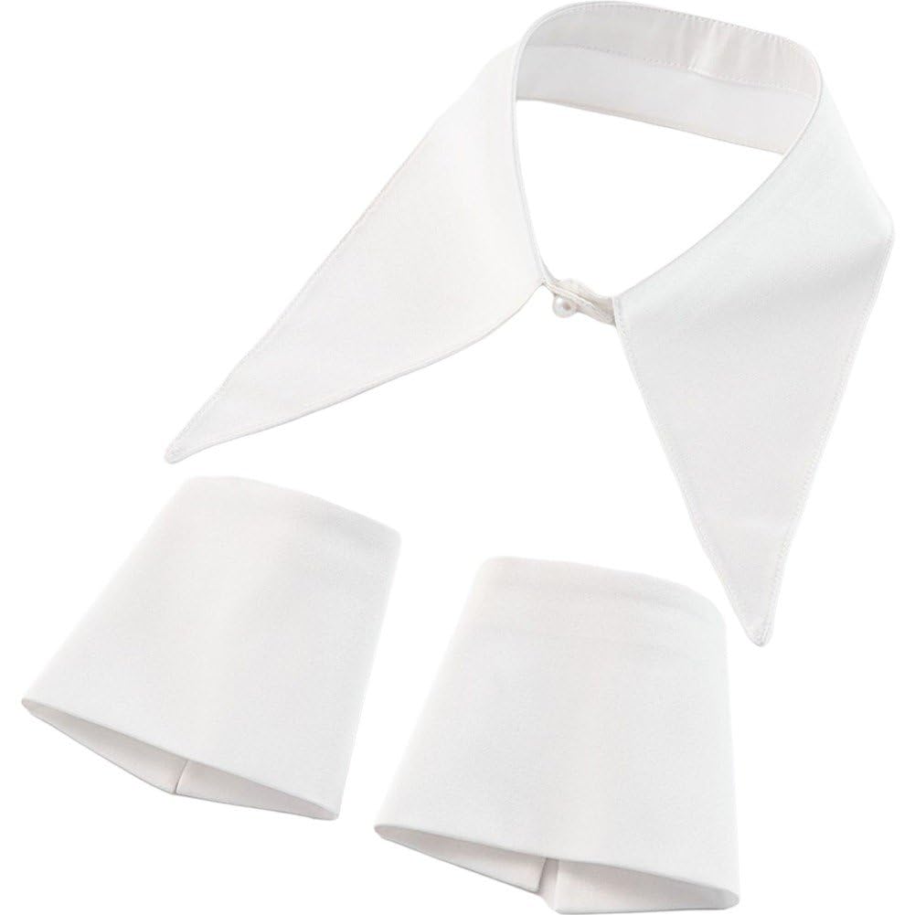 Luxylei Women's White False Collar & Wrist Cuff Set - Detachable, Stylish, Half Shirt Blouse Accessory - Polyester, Standard Fit, Adults
