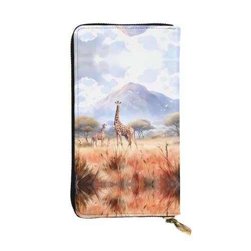 Pochette longue girafe et grand portefeuille zippé imprimé savane