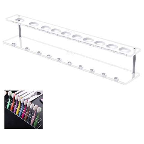 Yoseng Clear Acrylic 10 Hole Drying Rack Storage Display Bracket Shelf Holder Specifically Design for Oval Ink Blending Brush Set(Not Contain Brush) Cover
