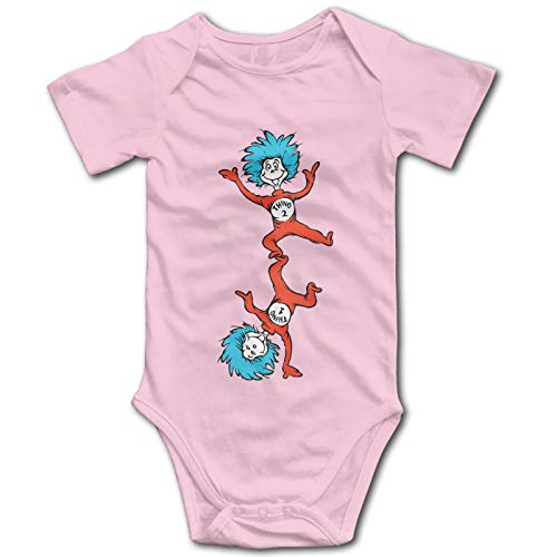 The Cat in The Hat Thing 1 Thing 2 Baby Onesie Short-Sleeve Bodysuits Unisex Cute Infant Toddler Clothes Pink