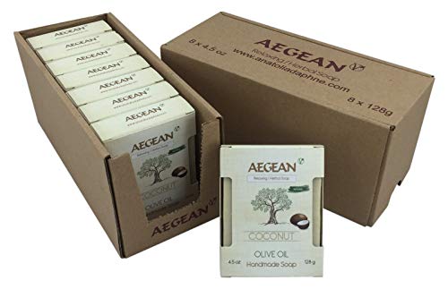 100% Natural Handmade Soap Bar Gift Set, Face or Body Soap, 8 Pieces (Coconut)