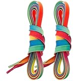 FUOYLOO Verschleißfeste Schnürsenkel Flach Regenbogenfarben 108 Zoll für Eishockey und Outdoor Aktivitäten