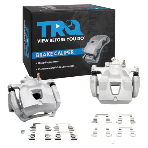 Image of TRQ Front Driver and Passenger Side Brake Caliper Set Caliper Brackets Hardware Compatible with 97-01 Lexus ES300 98-04 Toyota Avalon 97-01 Camry V6 3.0L 99-03 Solara