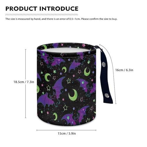 Image of Pensura Car Trash Can Adjustable Buttons Camping Trash Can Collapsible Accessories Universal Purple Halloween Bat Hanging Car Garbage Bag for Women Interior for Most Cars