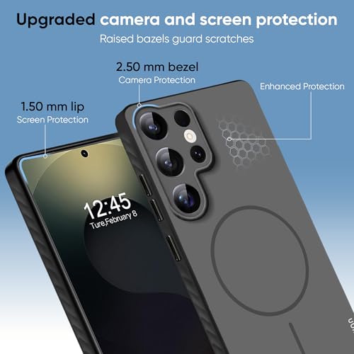 Image of KARWAN Slim Shockproof Back Case Cover Compatible with Samsung Galaxy S25 Ultra,Dual Layer Armor Protection with Matt Finish, Heavy Duty Cover with Magnetic MagEase Wireless Charging (Black)