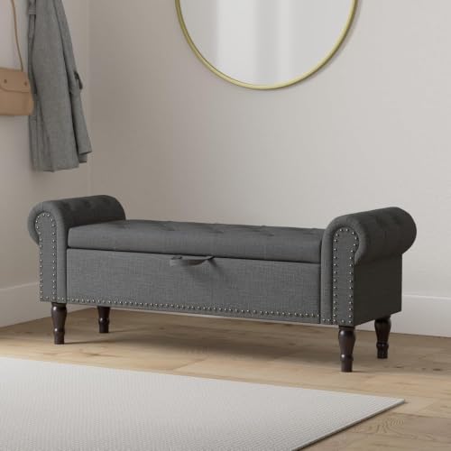 Image of Elegant Couch Luxury Living Room Furniture Upholstery Comfortable Seating Classic Design Neutral Color Palette Home Decor Elegance Inviting Lounge Furniture (Grey)