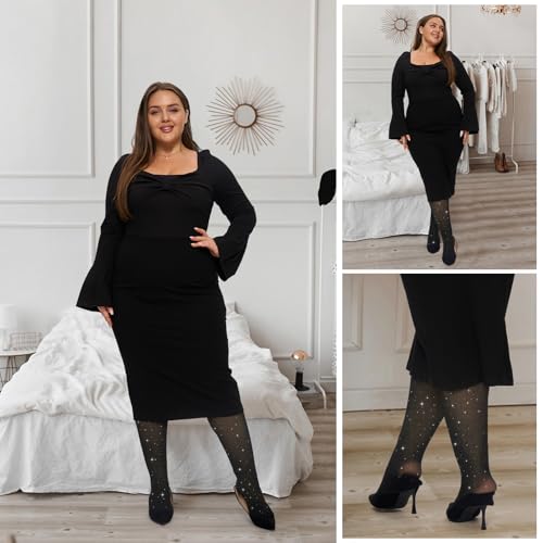 Image of UISLII Plus Size Fleece Lined Tights for Women