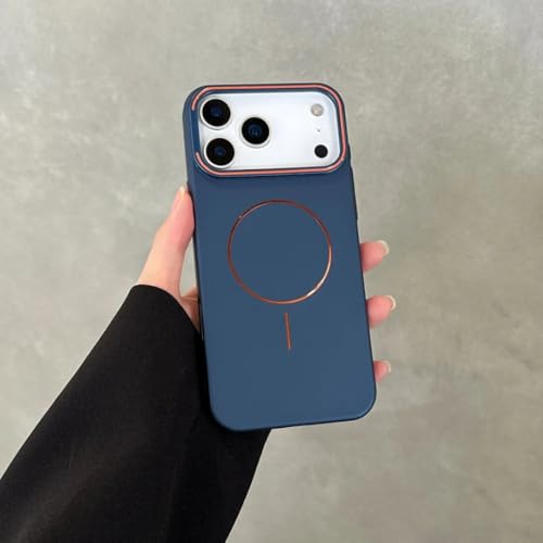 Coque iPhone 16 Pro Max bleu foncé avec support d'objectif magnétique et antichoc
