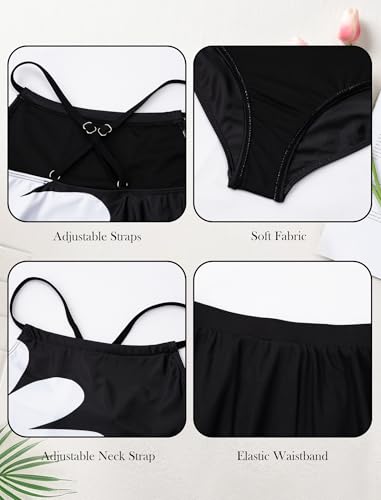 Image of Girls One Piece Swimsuits with Mesh Skirt Tanikini Bathing Suit Swimwear 6-14Y