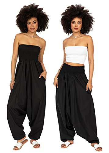 likemary Harem Jumpsuits for Women & Cotton Harem Pants - Maxi Womens Romper - Strapless Jumpsuit - Image 3